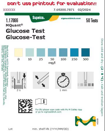 Tiras Reactivas Tira reactiva para determinar glucosa en orina. Frasco con: 50 tiras. TA.